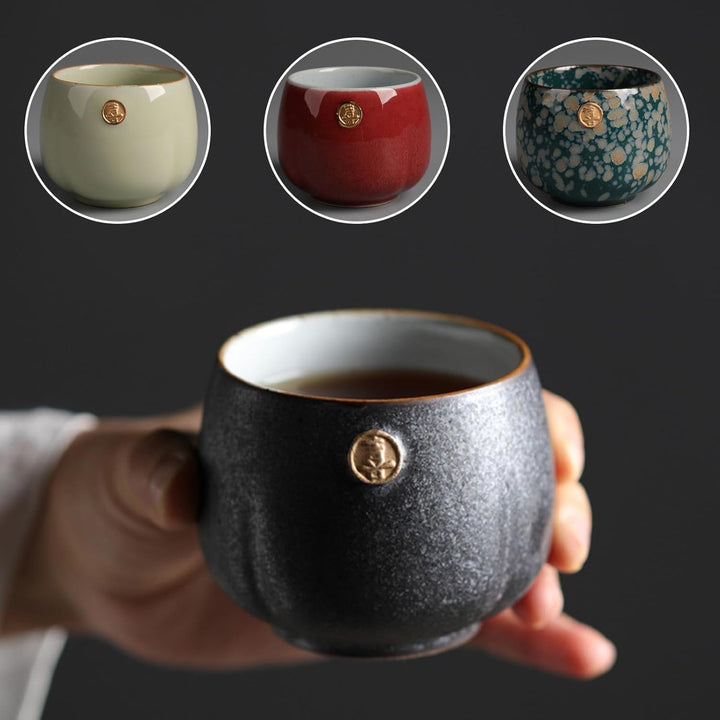 4 Stück Keramikbecher, Retro Tee Becher Chinesischen Japanischen Kung Fu Tee Heat Sake Tassen Teetas