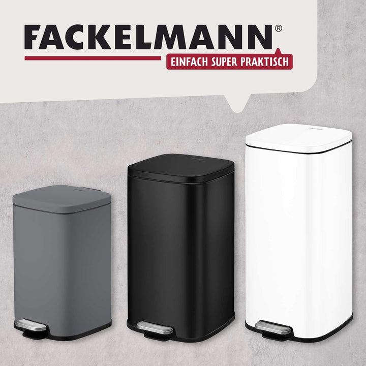 Fackelmann LONDON Pedal-Abfallsammler 4L – Stilvolles Design in Dunkelgrau, Mit gedämpftem Deckel un