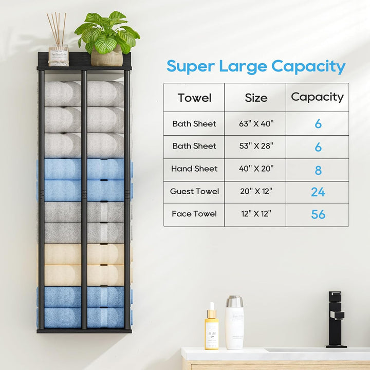 Handtuchhalter Wand Schwarz – Grosse Kapazität Badezimmer Organizer – Ideal für gerollte Handtücher
