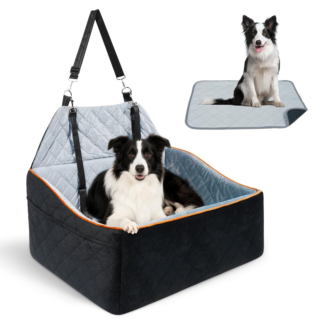 Hunde Autositz für Mittlere Hunde oder 2 Kleine, Abnehmbar & Waschbarer Hundesitz Auto mit Welpenunt