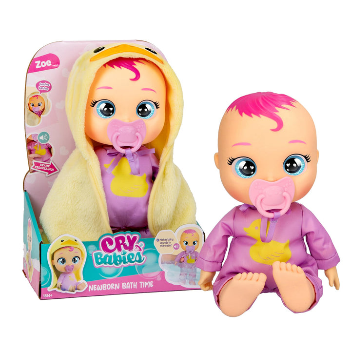 Cry Babies Newborn Bath Time Zoe, Babypuppe Bath Time Zoe -reagiert, wenn sie nass Wird, wasserdicht