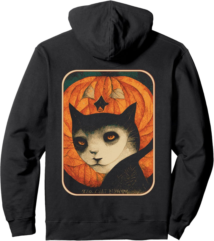 Vintage Jugendstil Katze Mädchen mit Kürbis Pullover Hoodie