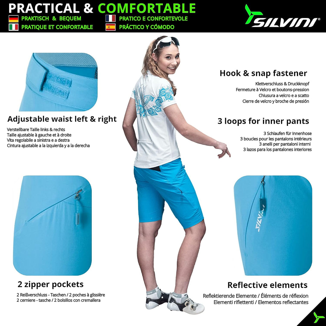 SILVINI Alma Fahrradhose Damen Radshorts 3XL Lake, 3XL Lake