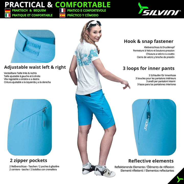 SILVINI Alma Fahrradhose Damen Radshorts 3XL Lake, 3XL Lake
