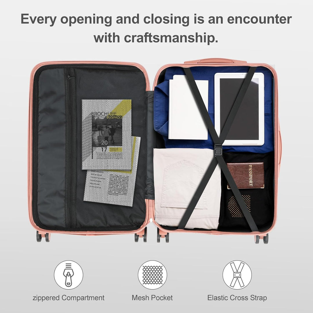 LALAHO Kofferset 4 teilig, Reisekoffer Set mit Kosmetikkoffer, Hartschalen Koffer Set aus ABS, Handg