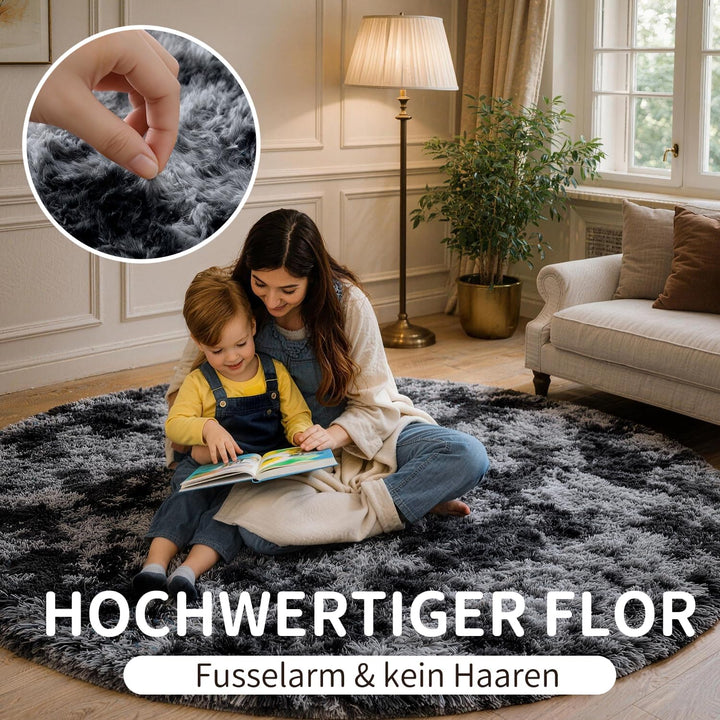 VOFUSHON Teppich Rund Hochflor Teppich Wohnzimmer Teppich Langflor Teppiche für Wohnzimmer flauschig