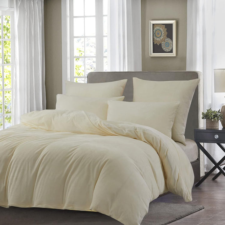 Luofanfei Winter Bettwäsche Beige 200x200 Flauschig Plüsch Bettbezug Set Creme Flanell Winterbettwäs