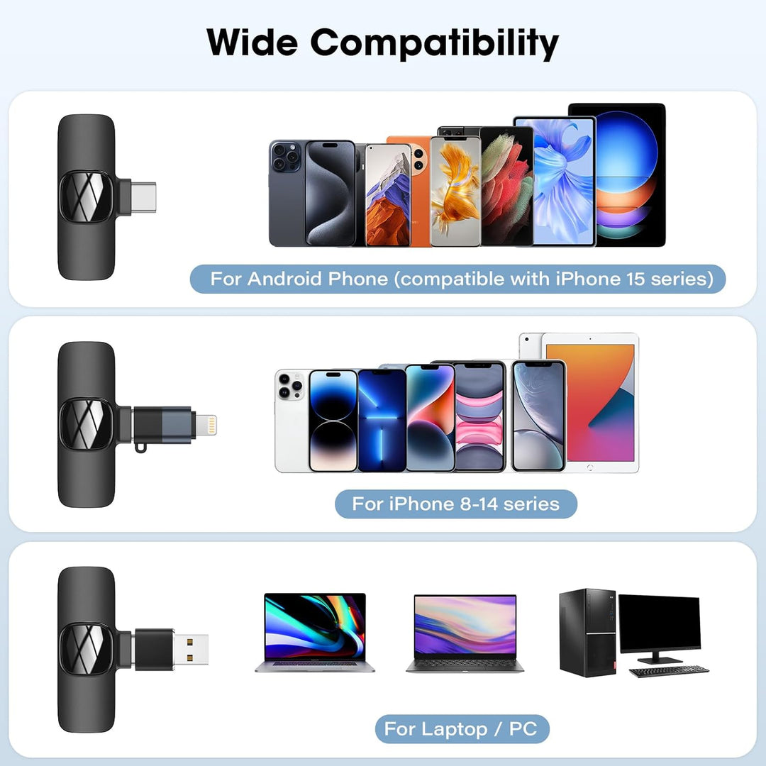 HMKCH Kabelloses Lavalier Mikrofon für Handy/iPhone/Computer, Wireless USB C Ansteckmikrofon für Vid