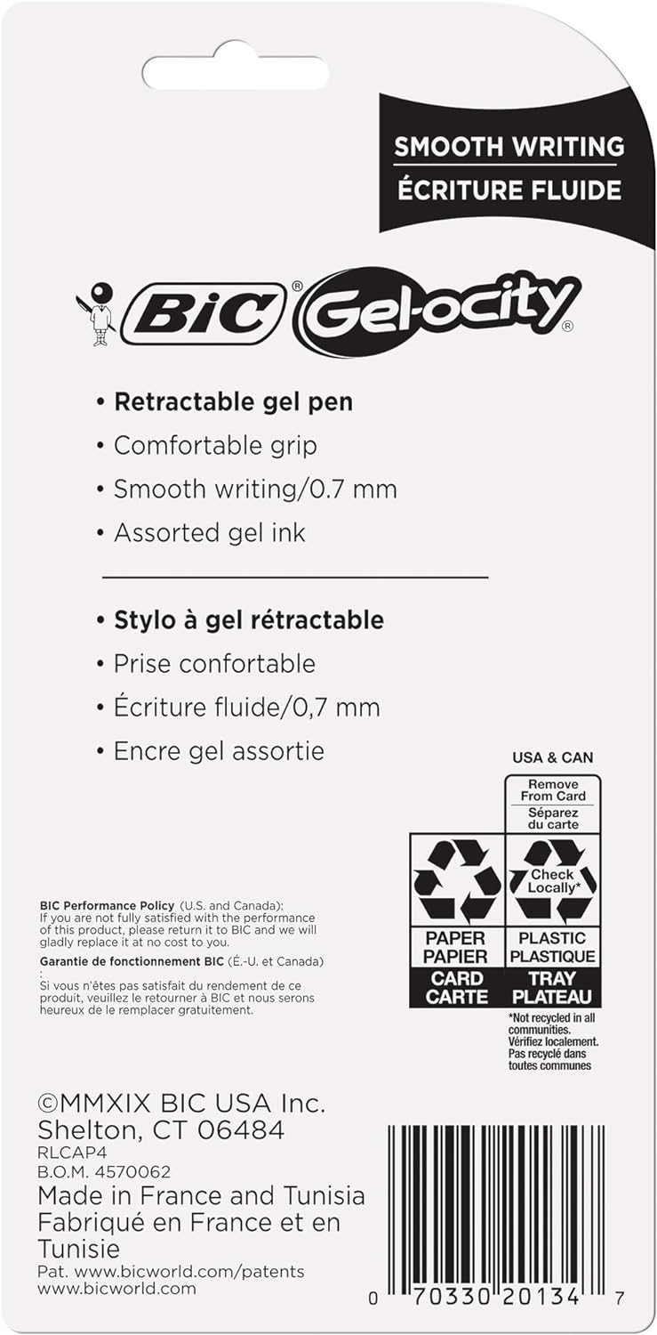 Bic RLCAP41-AST Multi Color Bic Gelocity Fashion Pen 4 Pack