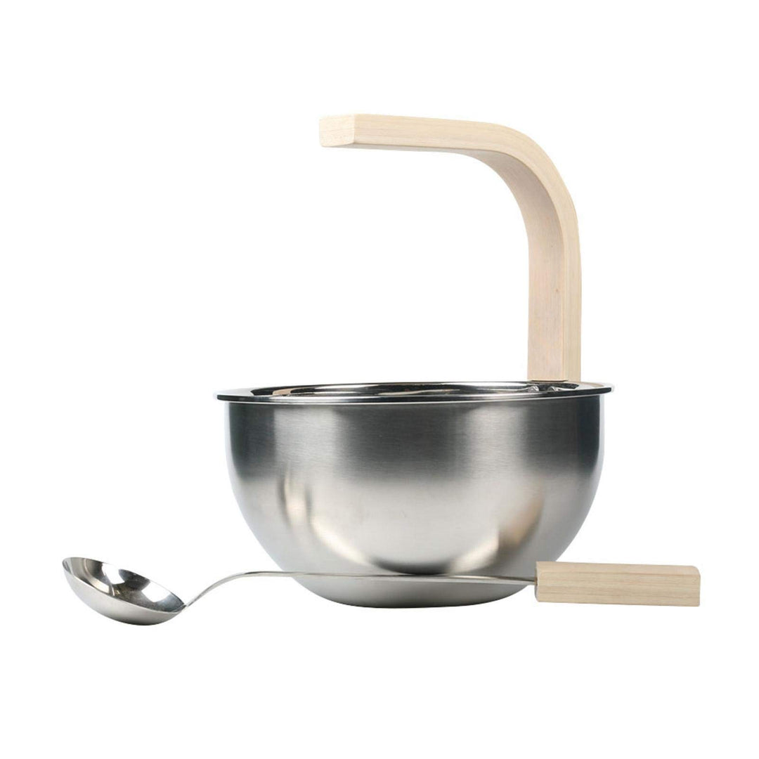 Chuanfeng Sauna Eimer Mit Kelle Edelstahl 4L Saunakübel Hochwertiges Sauna Zubehör Saunaeimer Set