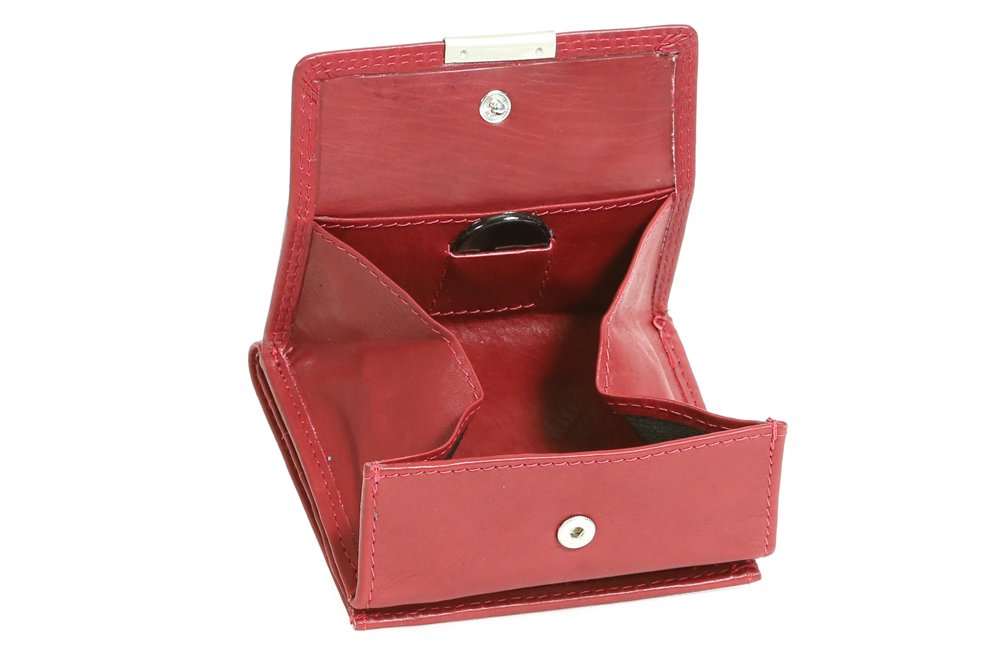 LEAS Wiener-Schachtel mit grosser Kleingeldschütte und RFID Schutzfolie, Echt-Leder, Cherry/rot Spec