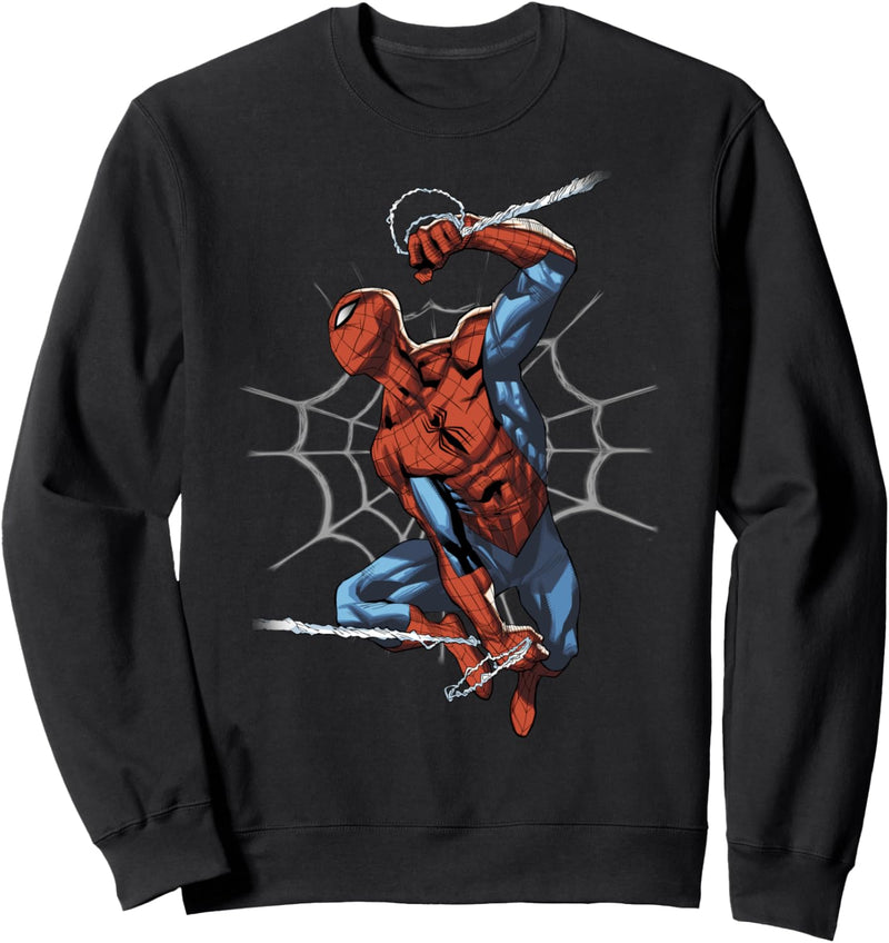 Marvel Spider-Man Modernized Pose Over Huge Web Sweatshirt