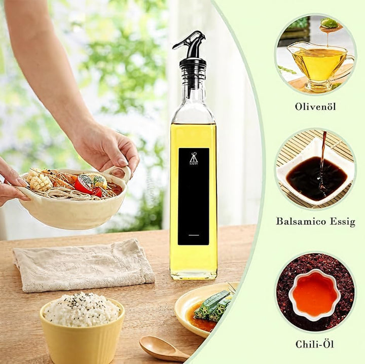 SAEIV 160 ml Ölflasche Glas 12 Set, Kleine und handliche Öl Essig Spender, Oil bottle, Ölflasche mit