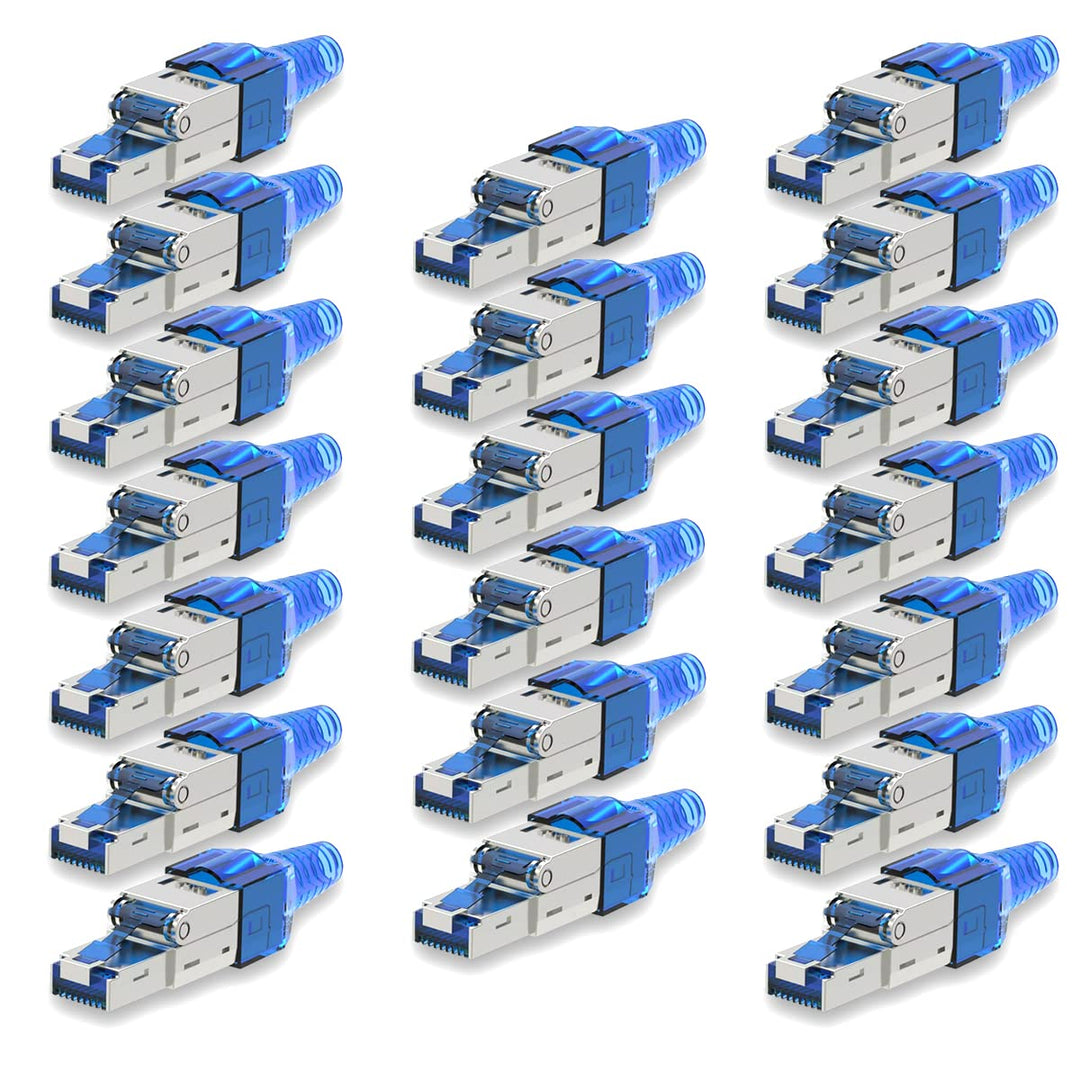 UC-Express Netzwerkstecker CAT7 RJ45-20x Netzwerk Stecker Blau Steckverbinder - werkzeuglos - geschi