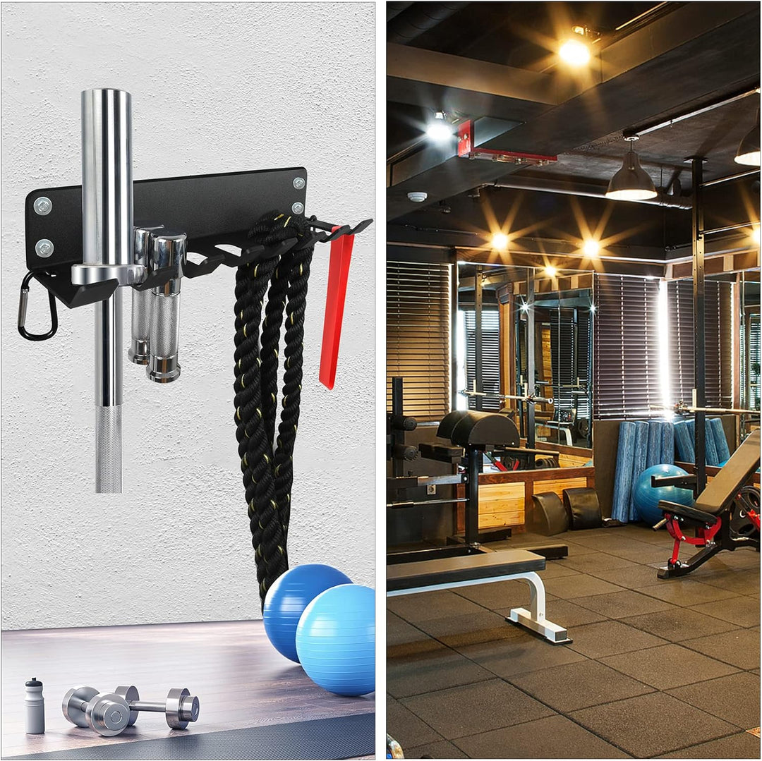 Gym Rack Organizer, Heavy Duty Langhantel-Aufbewahrung, 7 Platz Wandhalterung, Olympische Langhantel