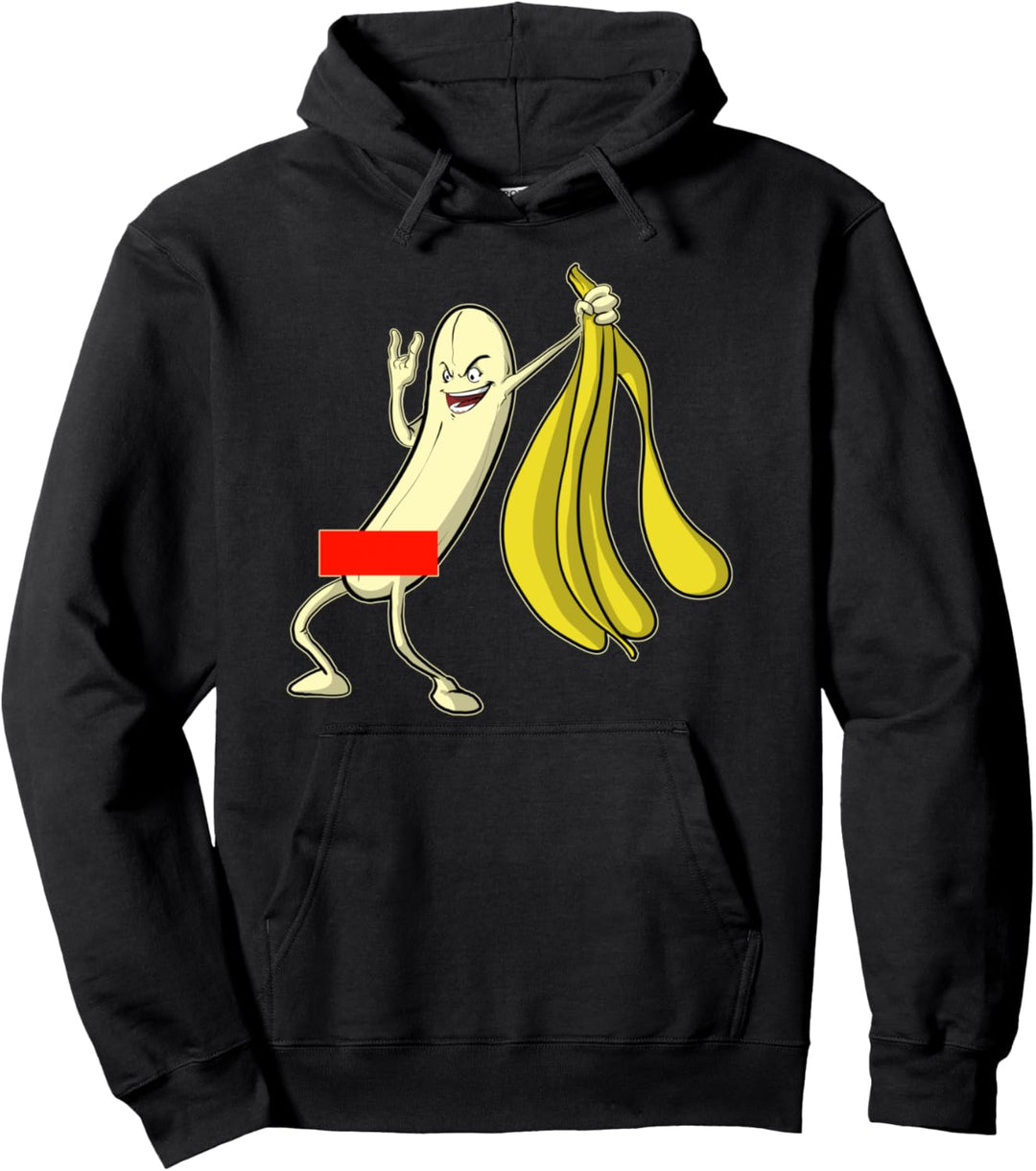 Bananen-Striptease-Zensur Nackter Cartoon Lustiger Pullover Hoodie
