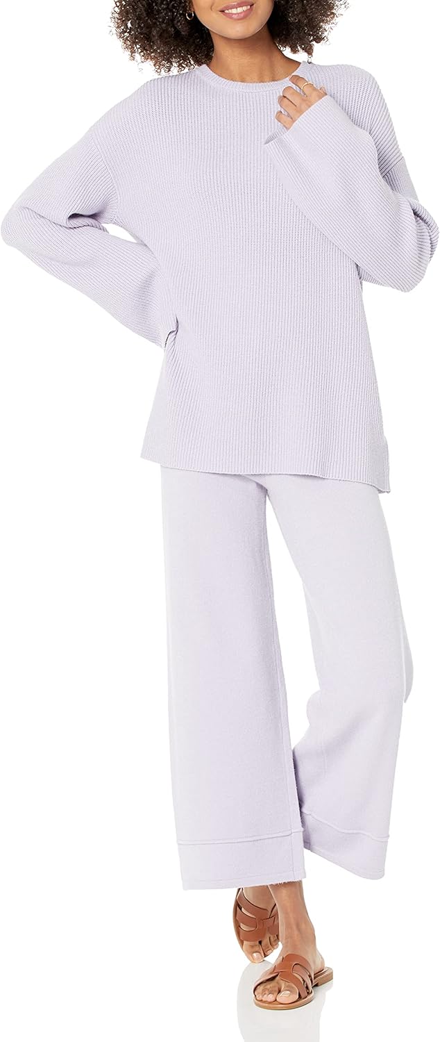 The Drop Rippstrick-Pullover Alice für Damen, Rundhalsausschnitt, geschlitzte Rückseite XXL Staubvio
