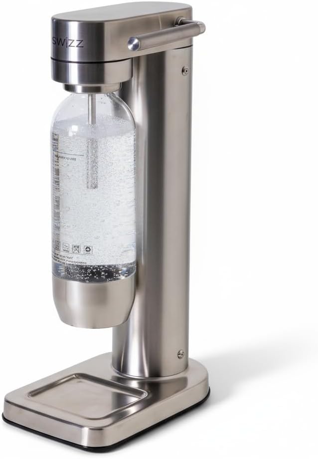 Premium Wassersprudler aus gebürstetem Edelstahl mit 1 x BPA-frei Flaschen SW!ZZ (gebürstetem Edelst