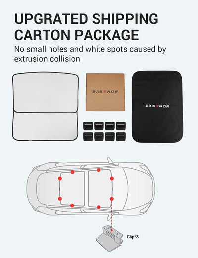 BASENOR Tesla Model 3 Glasdach Sonnenschutz für Front Heckscheibe mit Skylight Reflexabdeckungen 4 S