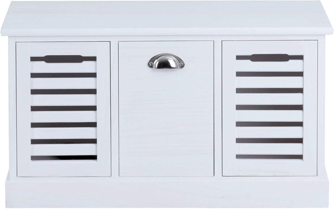 CARO-Möbel Sitzbank TRIENT Garderobenbank Sitztruhe in weiss mit 3 Schubkästen, Vintage Shabby Look