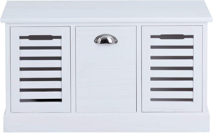 CARO-Möbel Sitzbank TRIENT Garderobenbank Sitztruhe in weiss mit 3 Schubkästen, Vintage Shabby Look