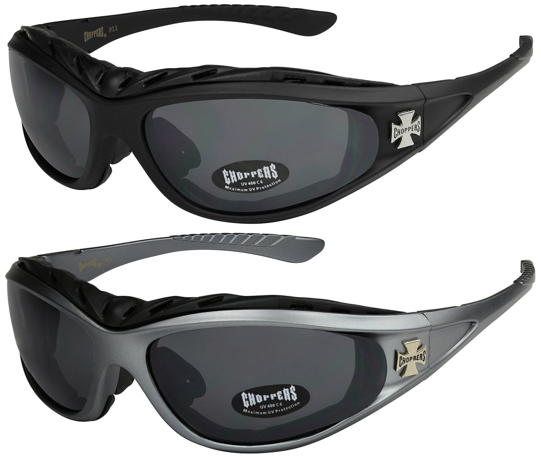 X-CRUZE 2er Pack Choppers 911 Sonnenbrillen Motorradbrille Sportbrille Radbrille mit Polsterung in d