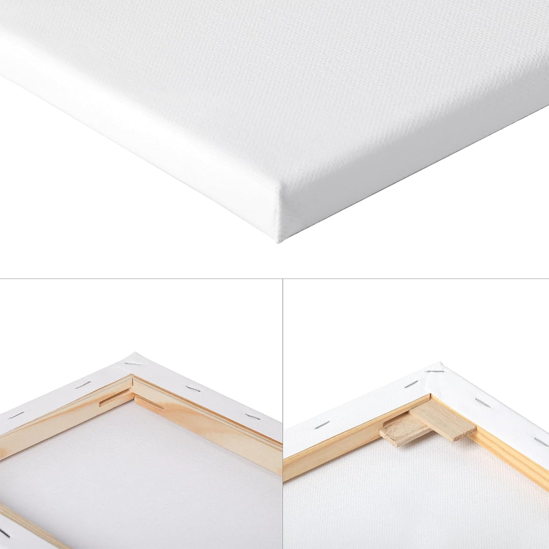 Keilrahmen 3er Set Leinwand 50x70 cm aus 100% Baumwolle 380 g/m² Leinwand Set Maltuch zum Malen 50x7