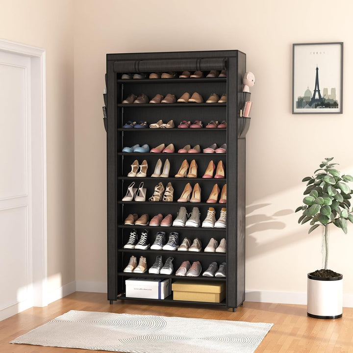 Schuhregal 11 Ebenen, Schuhschrank Hoch für 50 Paare Schuhe, Schuhaufbewahrung mit staubdichtem Über