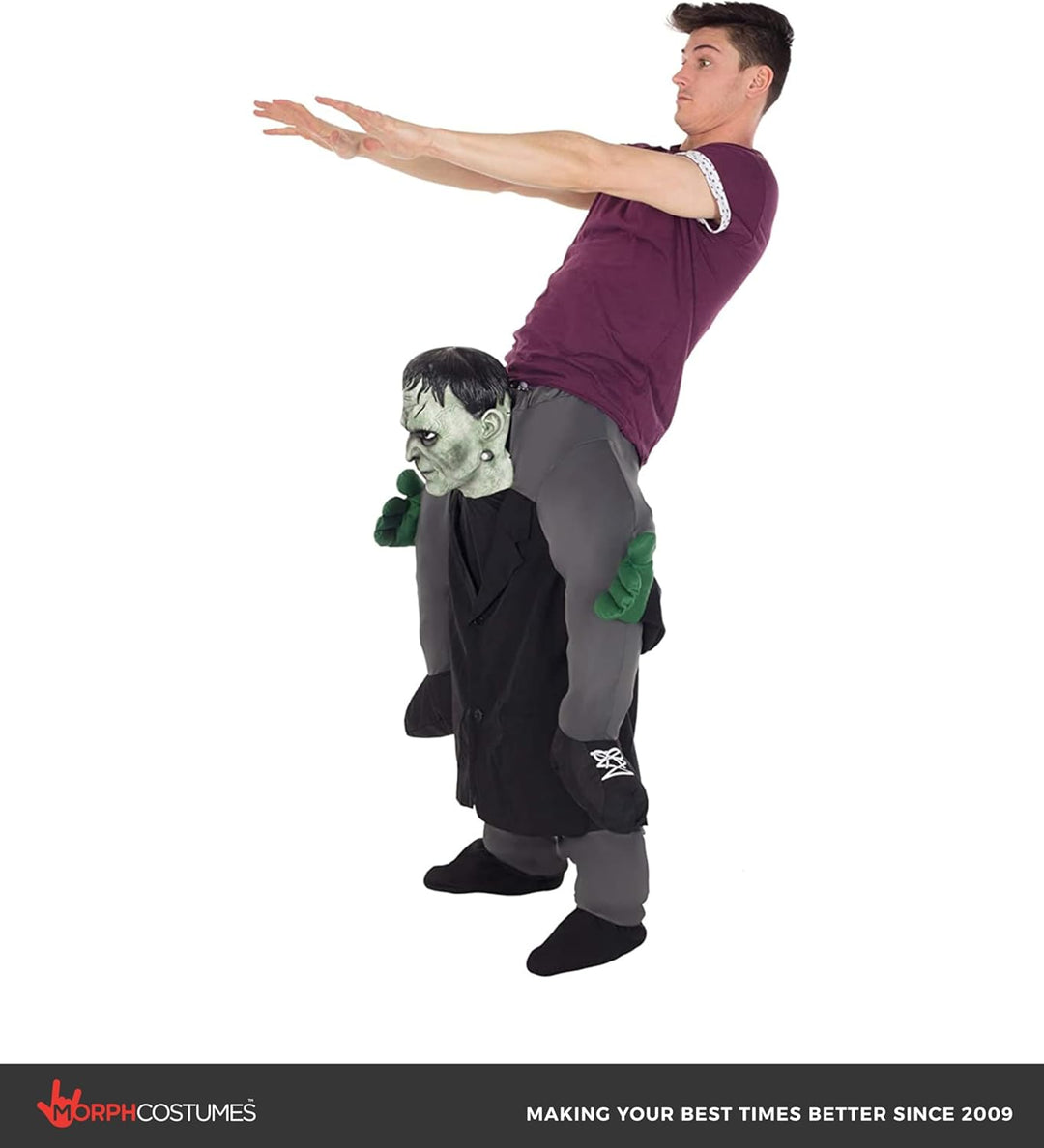 Morph Frankenstein Huckepack Kostüm für Erwachsene, Halloween Karneval, Damen Herren, Frankenstein