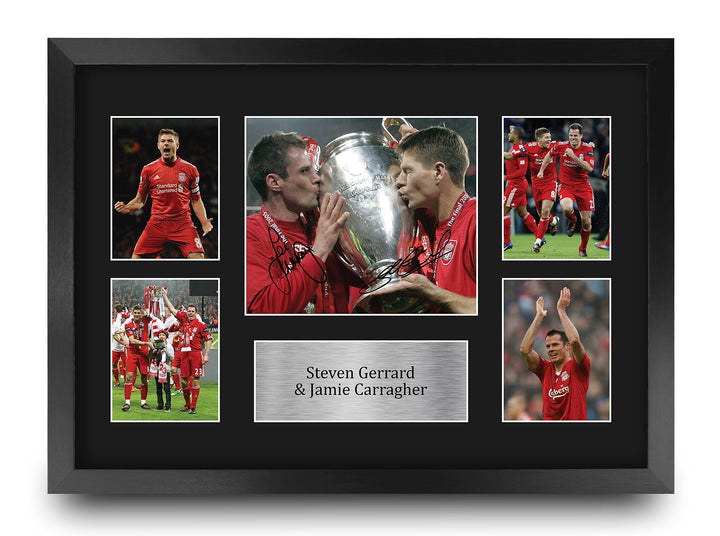 HWC Trading FR A3 Steven Gerrard & Jamie Carragher Liverpool Geschenke Gedruckt, Signiert Autogramm