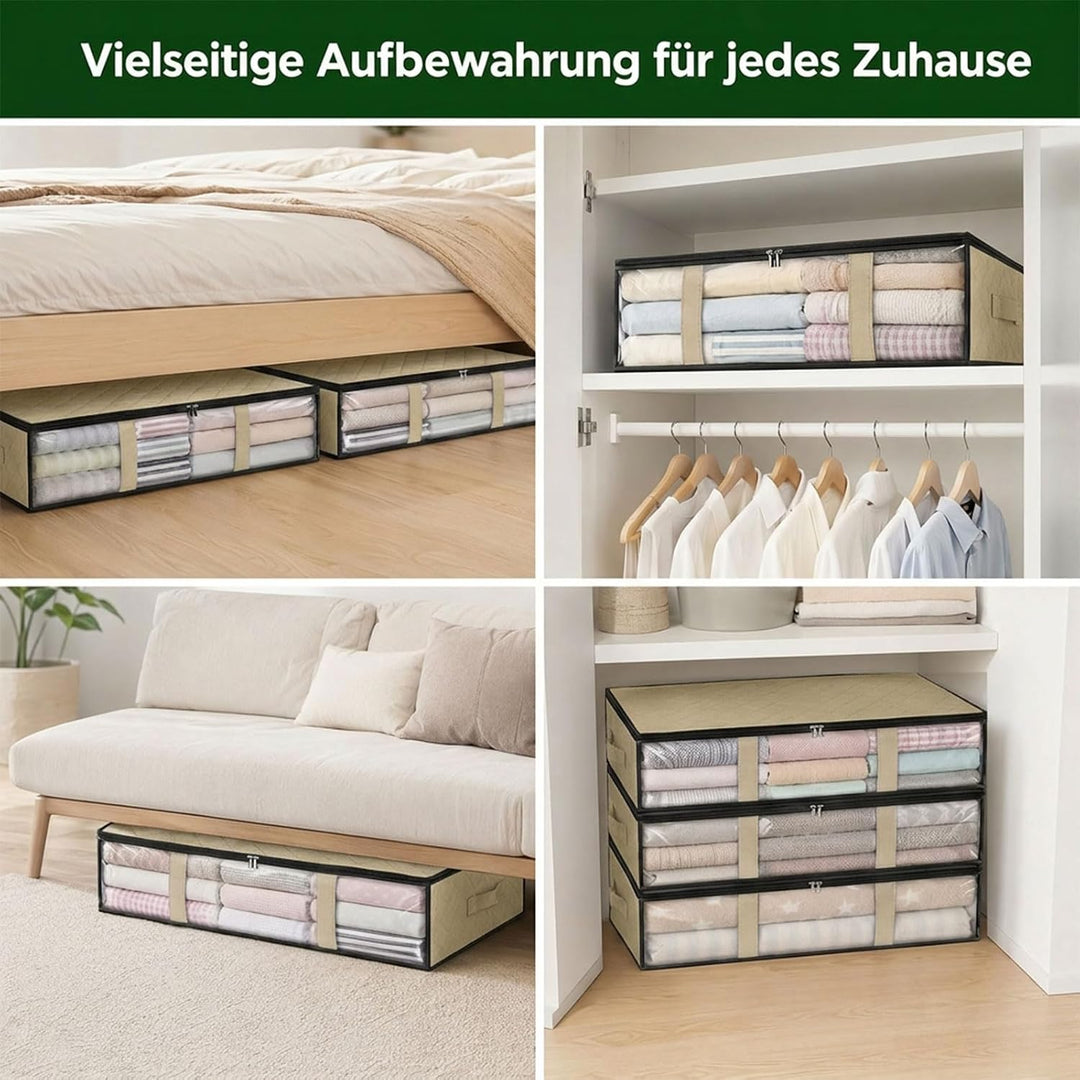 4er-Set Unterbett Aufbewahrungsboxen für Kleideraufbewahrung &amp; Organisation | 40L Waschbare Unterbet