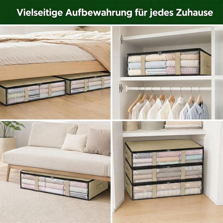 4er-Set Unterbett Aufbewahrungsboxen für Kleideraufbewahrung &amp; Organisation | 40L Waschbare Unterbet