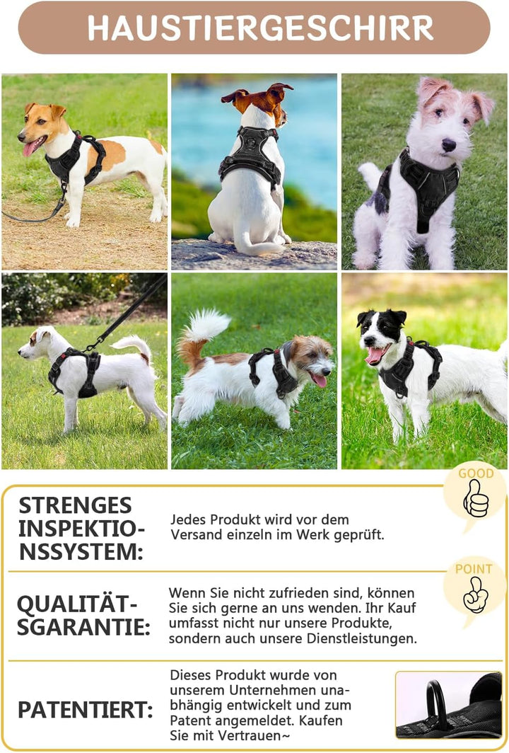 BaoCheng Hundegeschirr Anti Zug Hundegürtel,Kleine/mittlere/grosse Hunde,Atmungsaktives Mesh, Einfac