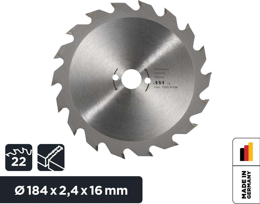 kwb Kreissägeblatt 184 x 16 mm, Made in Germany, schneller Schnitt, Sägeblatt geeignet für Weich- un