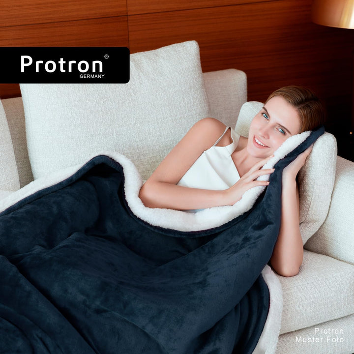 Protron Elektrische Wärmedecke Wärmebett Kuscheldecke mit Abschaltautomatik, 9 Heizstufen, LED Überh