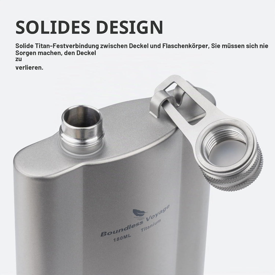 iBasingo Flachmänner aus Titan 180ml Ultraleichter kleiner Flachmann für Spirituosen Tragbare Reise