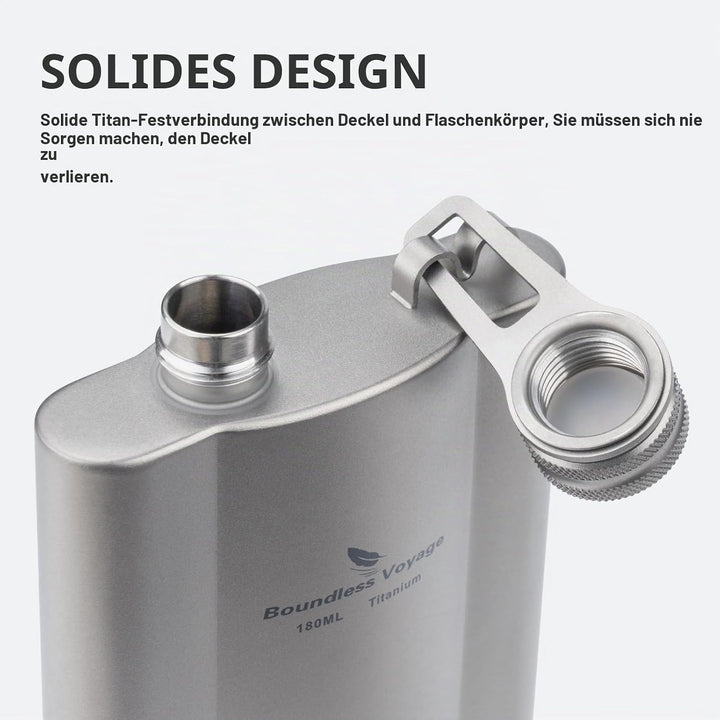 iBasingo Flachmänner aus Titan 180ml Ultraleichter kleiner Flachmann für Spirituosen Tragbare Reise
