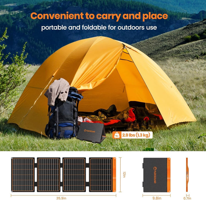 FlexSolar 40W Faltbares Solarpanel, Tragbares Solarladegerät mit USB-A (QC3.0) & USB-C (PD3.0), 13.9