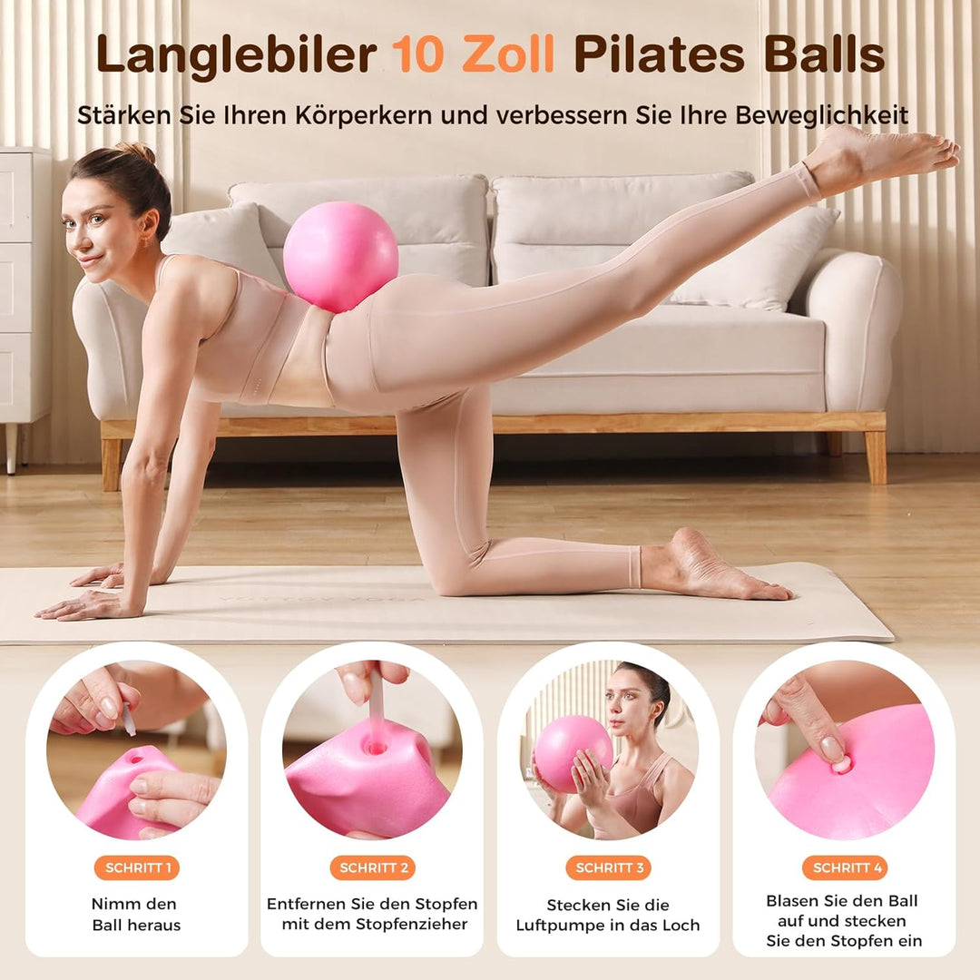 Pilates Kit 13 Stück Home Pilates Essentials Workout Kit mit 13" Ring, 10" Ball und Widerstandsbände