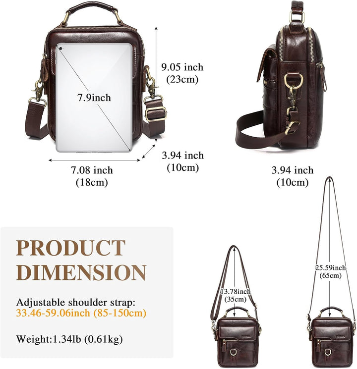BAIGIO Schultertasche Herren Umhängetasche Leder Herrentasche Vintage Crossbody Messenger Bag für Ar