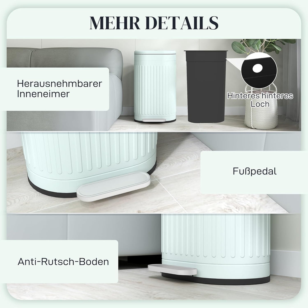 HOMCOM Mülleimer 30L Treteimer Abfalleimer mit Deckel und Fusspedal, Müllbehälter mit herausnehmbare