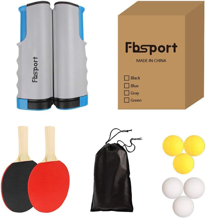 FBSPORT Tischtennis-Set, Tischtennisschläger-Set, 2 Tischtennisschläger, 6 Bälle, 1 Tasche, 1 auszie