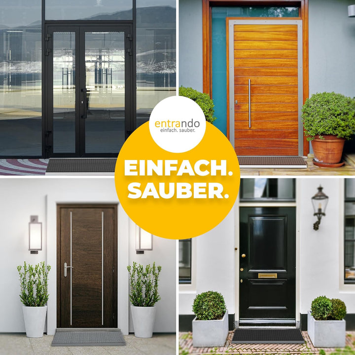 Entrando Fussmatte 50x80 cm - Fussabtreter mit Bürsten für aussen, Braun | Wetterfeste Schmutzfangma