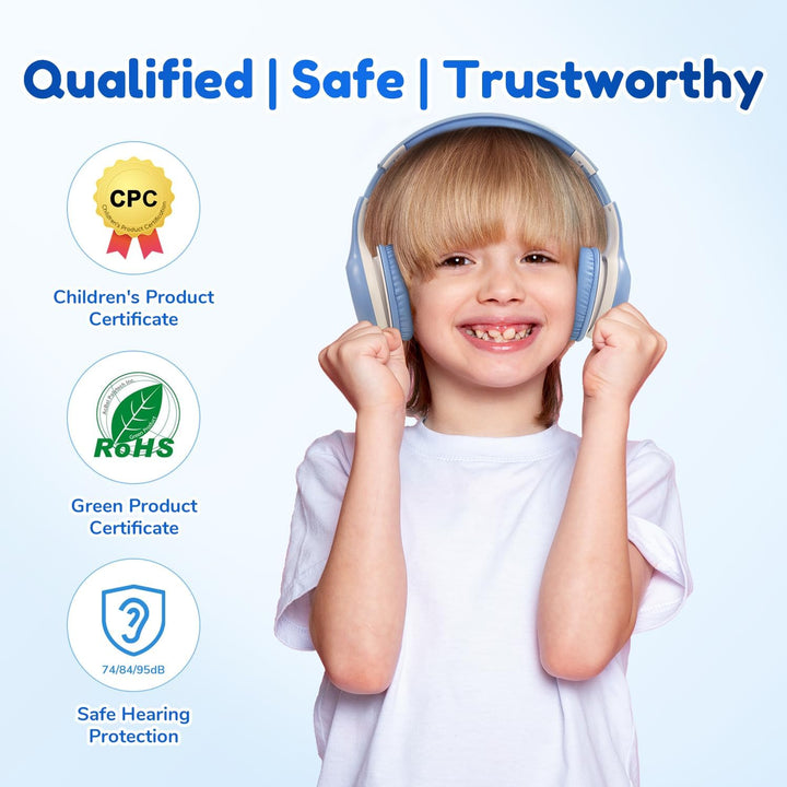 EarFun Bluetooth Kopfhörer Kinder, 74/85/94dB Lautstärkeregelung, HiFi Sound, HD-Mikrofon, 45 Std Ak
