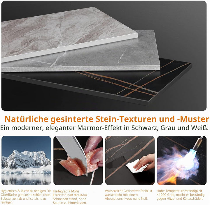 FATIVO Couchtisch Modern Grau Metallgestell: Marmor Quadratisch Skandinavisch Kaffeetisch Wohnzimmer