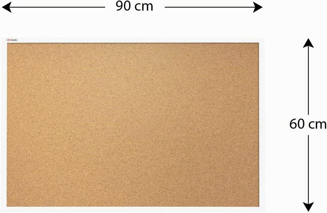 ALLboards Pinnwand mit Weissem Holz Rahmen 90x60cm Korktafel Korkwand Pinnwand Kork Farbiger Naturho