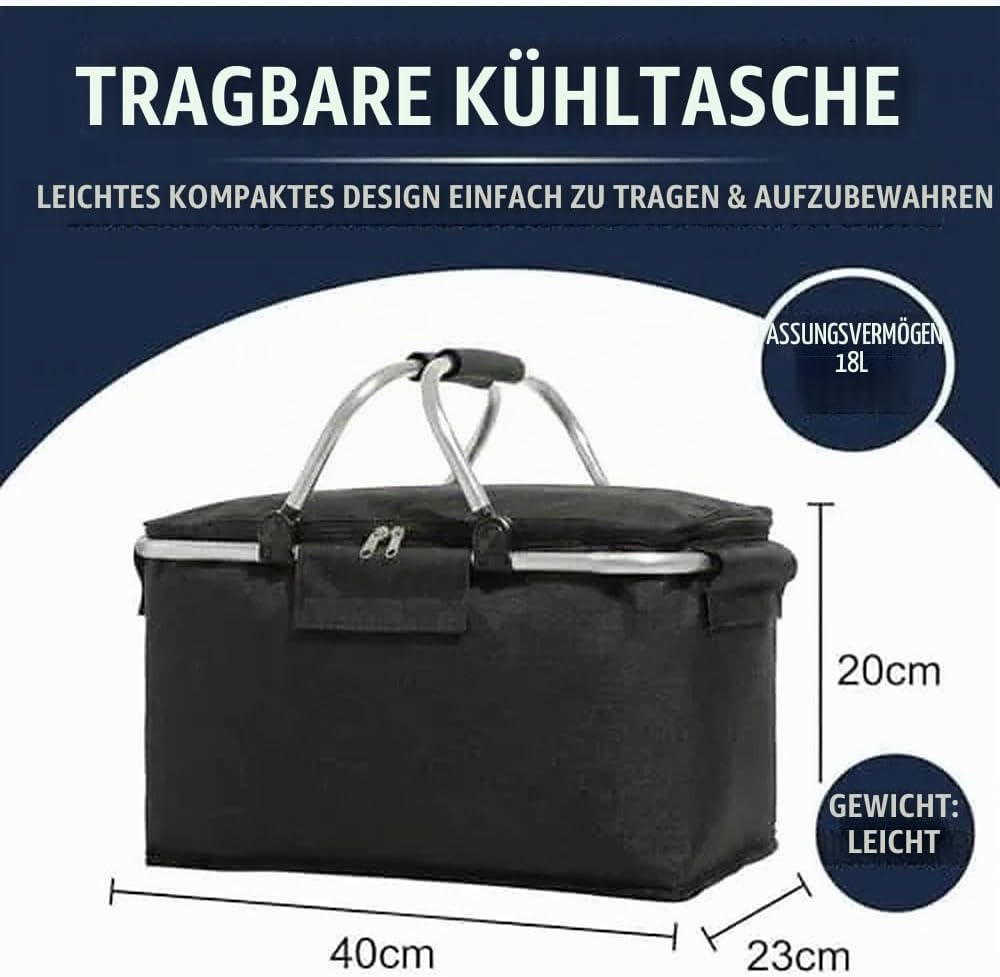 Einkaufskorb Faltbar, Einkaufskorb mit Kühlfunktion, Thermo als Picknickkorb,Tragekorb,Kühlbox Tragb