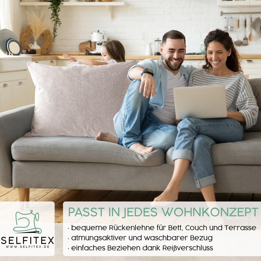 Selfitex Modisches Couchkissen XXL 60x80 cm, Sofakissen mit Füllung und Bezug, kuschelweiches Leseki