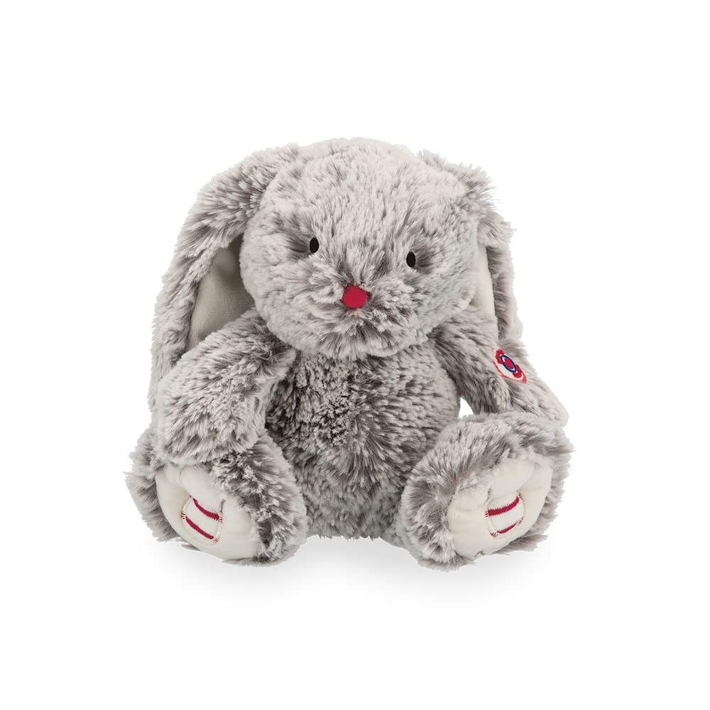Janod KALOO Rot Leo Grau Prestige 24 cm – kleines weiches Plüschtier aus seidigem Fell – Schmusetuch