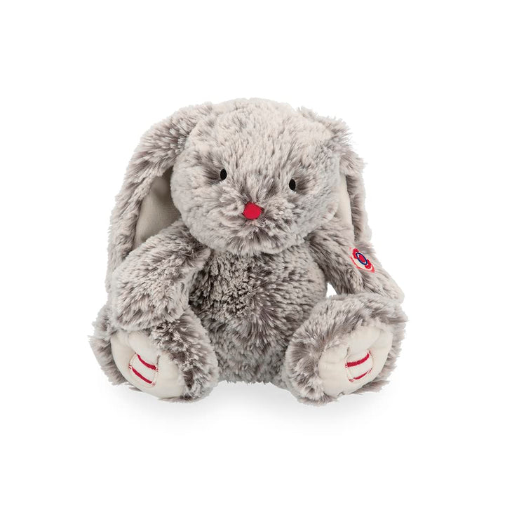 Janod KALOO Rot Leo Grau Prestige 24 cm – kleines weiches Plüschtier aus seidigem Fell – Schmusetuch
